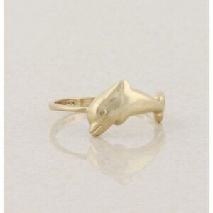 10k Yellow Gold Dolphin Ring Size 8 1/4